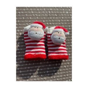 Christmas Santa Claus Infant Socks with Santa Rattle Heads One Size